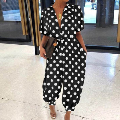 Vintage V-Neck Pocket Cotton Romper Jumpsuits