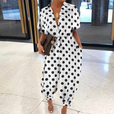Vintage V-Neck Pocket Cotton Romper Jumpsuits