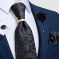 Luxury Men's Ties Silk Jacquard Woven Men Necktie Ring Brooch Cufflinks Hanky Set
