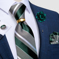 Luxury Men's Ties Silk Jacquard Woven Men Necktie Ring Brooch Cufflinks Hanky Set