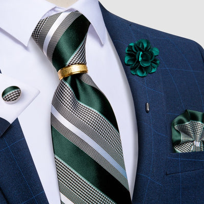 Luxury Men's Ties Silk Jacquard Woven Men Necktie Ring Brooch Cufflinks Hanky Set