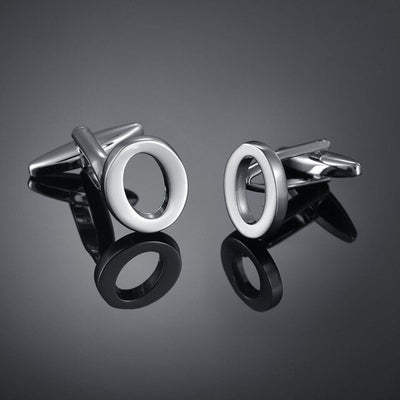 26 Letters A-Z High Quality Silver Colour Men's Cufflinks