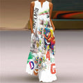 Butterfly Printed Breathable Long Sleeveless Maxi Dress Women