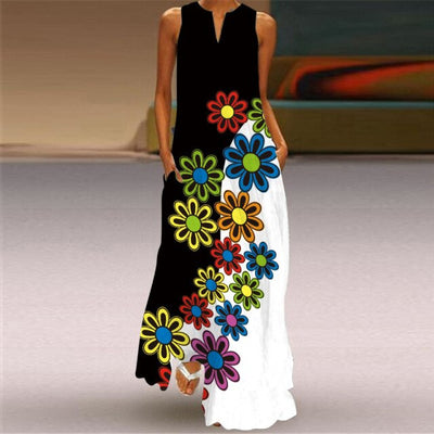 Butterfly Printed Breathable Long Sleeveless Maxi Dress Women