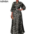 Bohemian Long Maxi Party Sexy V Neck Long Sleeve Solid Dresses