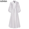Bohemian Long Maxi Party Sexy V Neck Long Sleeve Solid Dresses