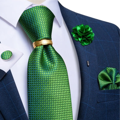 Luxury Men's Ties Silk Jacquard Woven Men Necktie Ring Brooch Cufflinks Hanky Set
