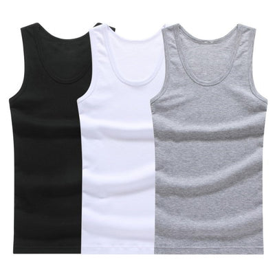 3pcs / 100% Cotton Mens Sleeveless Tank Top Solid Muscle Vest Undershirts Singlets