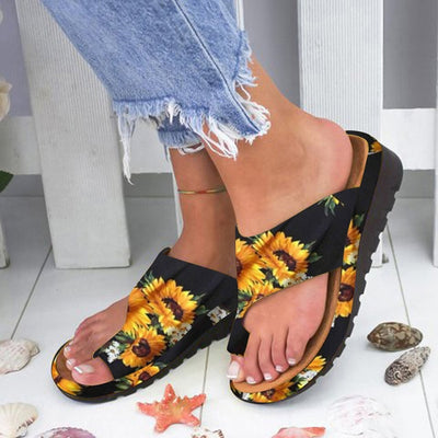 Comfy Leather Platform Flat Sole Orthopedic Sandal