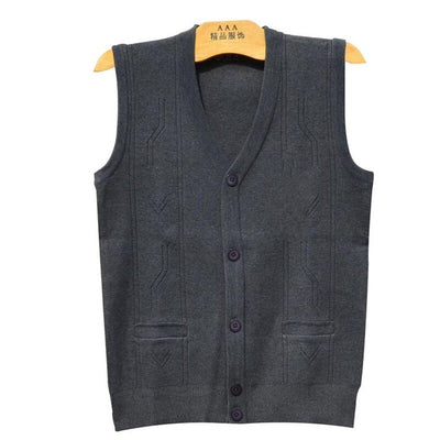 Men's Knitted Waistcoat Cardigan Wool Sleeveless Coats
