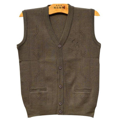 Men's Knitted Waistcoat Cardigan Wool Sleeveless Coats