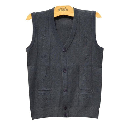 Men's Knitted Waistcoat Cardigan Wool Sleeveless Coats