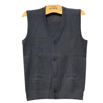 Men's Knitted Waistcoat Cardigan Wool Sleeveless Coats