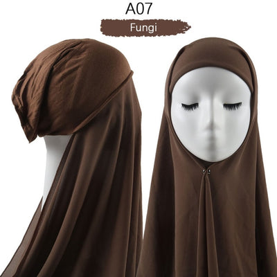 Bonnet Chiffon Hijab Scarf Underscarf With Cap Instant Chiffon Hijabs With Caps  Pinless Free Style Hijabs