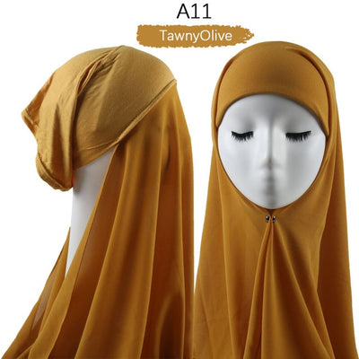 Bonnet Chiffon Hijab Scarf Underscarf With Cap Instant Chiffon Hijabs With Caps  Pinless Free Style Hijabs