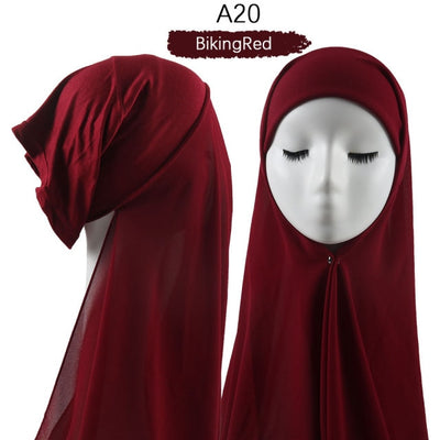Bonnet Chiffon Hijab Scarf Underscarf With Cap Instant Chiffon Hijabs With Caps  Pinless Free Style Hijabs