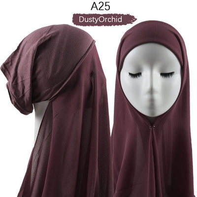 Bonnet Chiffon Hijab Scarf Underscarf With Cap Instant Chiffon Hijabs With Caps  Pinless Free Style Hijabs