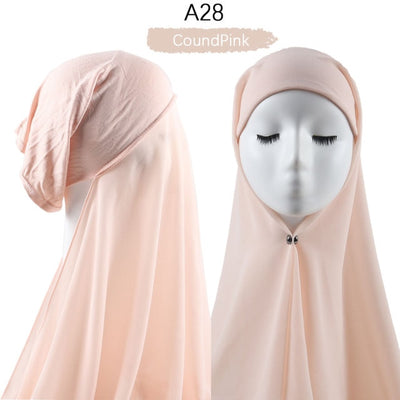 Bonnet Chiffon Hijab Scarf Underscarf With Cap Instant Chiffon Hijabs With Caps  Pinless Free Style Hijabs