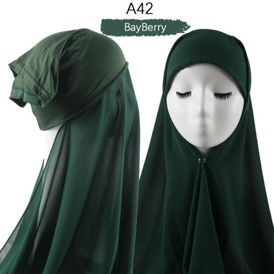 Bonnet Chiffon Hijab Scarf Underscarf With Cap Instant Chiffon Hijabs With Caps  Pinless Free Style Hijabs