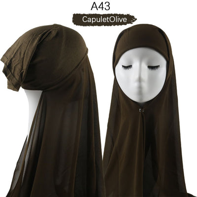 Bonnet Chiffon Hijab Scarf Underscarf With Cap Instant Chiffon Hijabs With Caps  Pinless Free Style Hijabs