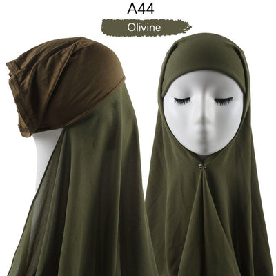 Bonnet Chiffon Hijab Scarf Underscarf With Cap Instant Chiffon Hijabs With Caps  Pinless Free Style Hijabs