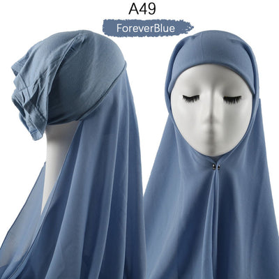Bonnet Chiffon Hijab Scarf Underscarf With Cap Instant Chiffon Hijabs With Caps  Pinless Free Style Hijabs