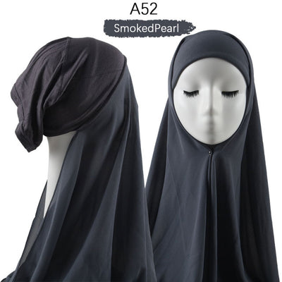 Bonnet Chiffon Hijab Scarf Underscarf With Cap Instant Chiffon Hijabs With Caps  Pinless Free Style Hijabs