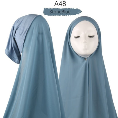 Bonnet Chiffon Hijab Scarf Underscarf With Cap Instant Chiffon Hijabs With Caps  Pinless Free Style Hijabs