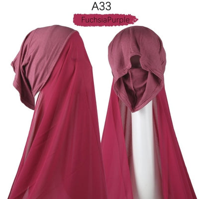 Bonnet Chiffon Hijab Scarf Underscarf With Cap Instant Chiffon Hijabs With Caps  Pinless Free Style Hijabs