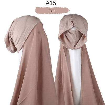 Bonnet Chiffon Hijab Scarf Underscarf With Cap Instant Chiffon Hijabs With Caps  Pinless Free Style Hijabs