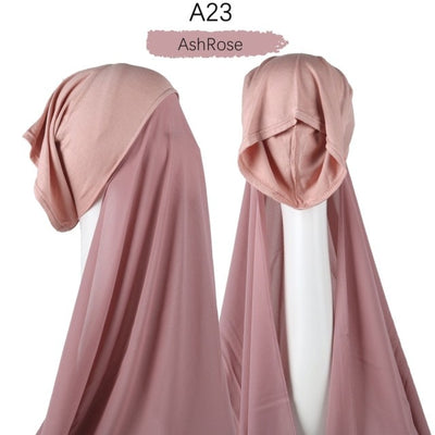 Bonnet Chiffon Hijab Scarf Underscarf With Cap Instant Chiffon Hijabs With Caps  Pinless Free Style Hijabs
