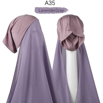 Bonnet Chiffon Hijab Scarf Underscarf With Cap Instant Chiffon Hijabs With Caps  Pinless Free Style Hijabs
