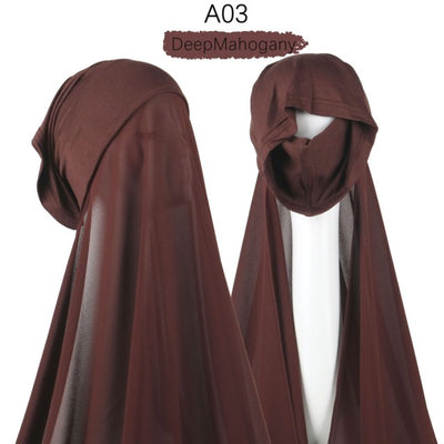 Bonnet Chiffon Hijab Scarf Underscarf With Cap Instant Chiffon Hijabs With Caps  Pinless Free Style Hijabs