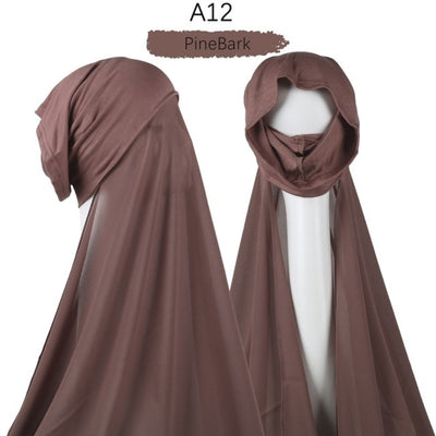 Bonnet Chiffon Hijab Scarf Underscarf With Cap Instant Chiffon Hijabs With Caps  Pinless Free Style Hijabs