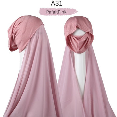 Bonnet Chiffon Hijab Scarf Underscarf With Cap Instant Chiffon Hijabs With Caps  Pinless Free Style Hijabs